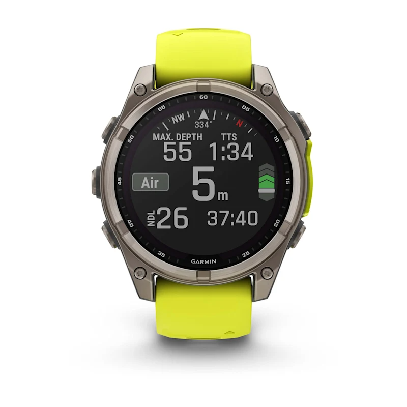 Умные часы Garmin fenix 8 – 47 mm Solar Sapphire titanium with an amp yellow/graphite silicone band (010-02906-21)
