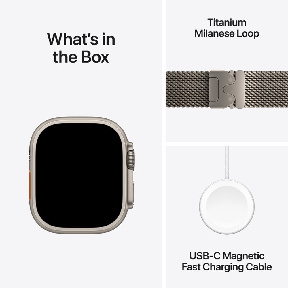 Умные часы Apple Watch Ultra 2 GPS + Cellular, 49mm Natural Titanium Case with Natural Titanium Milanese Loop - Medium