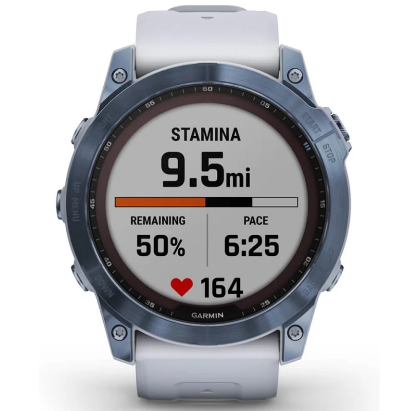 Умные часы Garmin fenix 7X – Sapphire Solar Edition Mineral Blue DLC Titanium with Whitestone Band (010-02541-15)