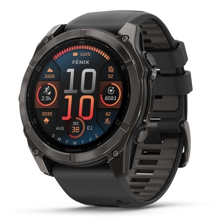 Умные часы Garmin fenix 8 – 51 mm AMOLED Sapphire carbon gray DLC titanium with black/pebble gray silicone (010-02905-21)