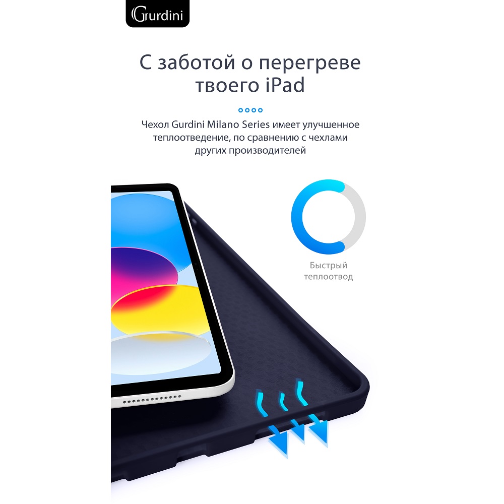 Чехол-книжка Gurdini Milano Series (pen slot) для iPad 10.9 (2022) Midnight Blue