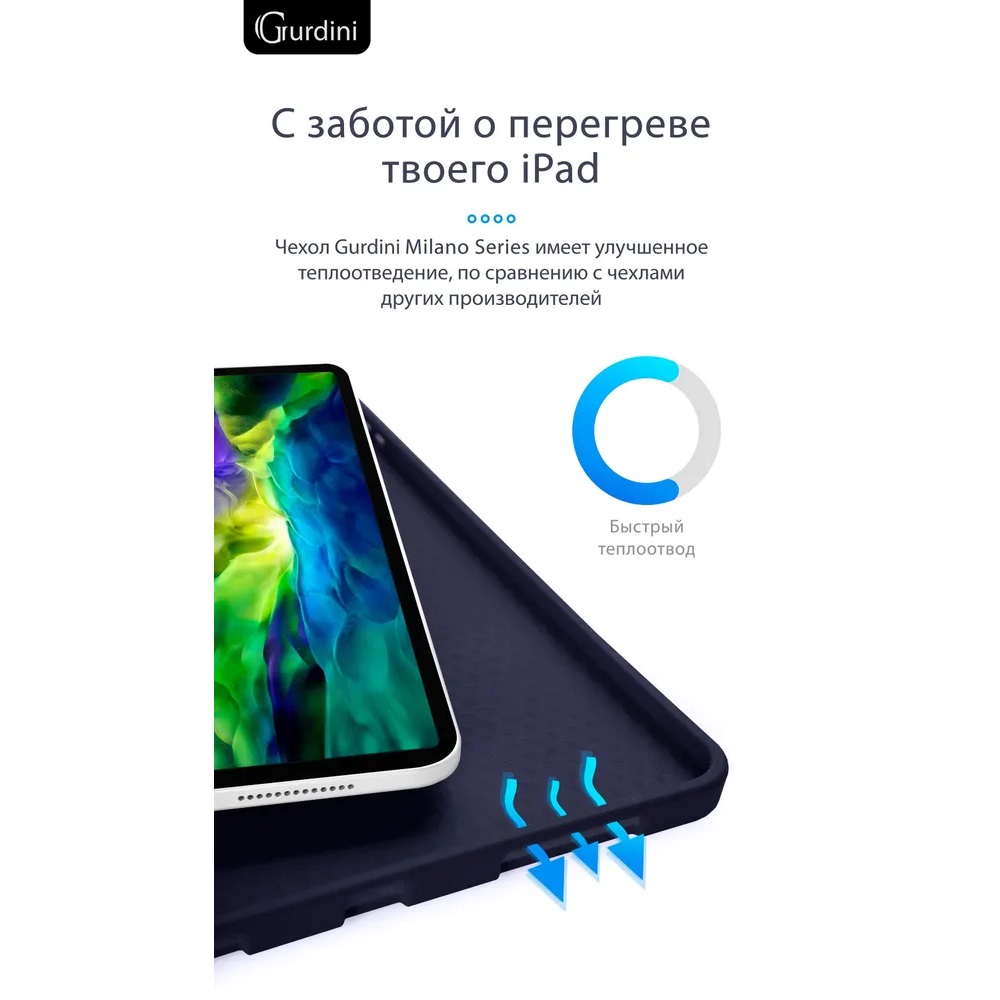 Чехол-книжка Gurdini Milano Series (pen slot) для iPad Air 10.9 Midnight Blue