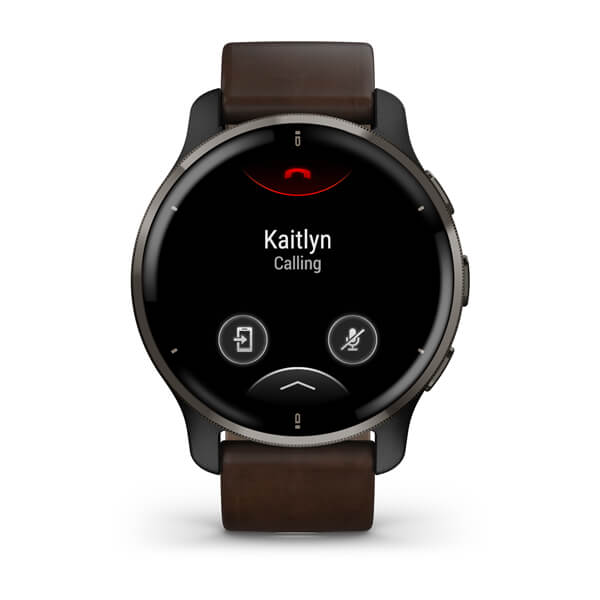 Умные часы Garmin Venu 2 Plus Slate Stainless Steel Bezel With Slate Case And Brown Leather Band (010-02496-15)