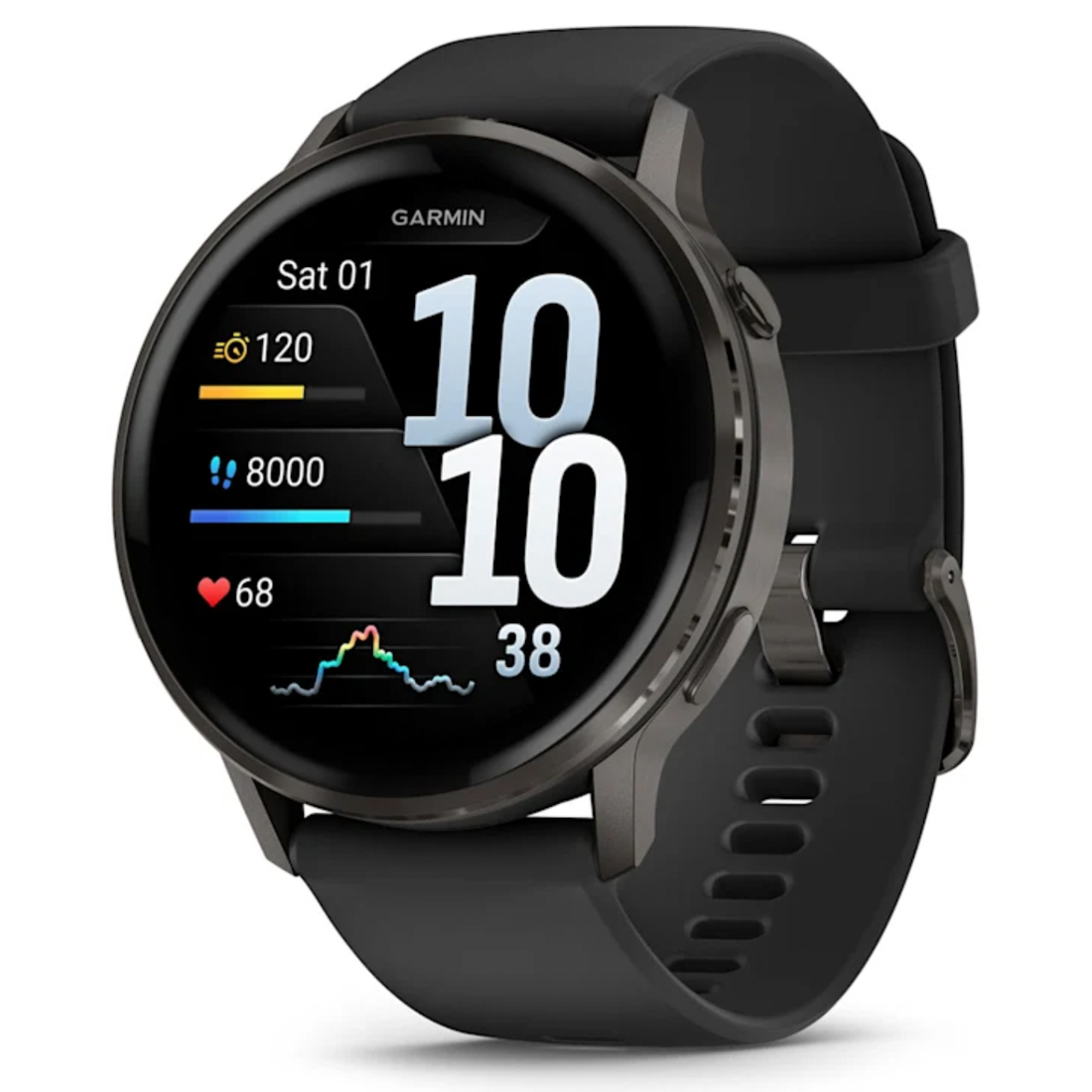 Умные часы Garmin Venu 4 - 45 mm Slate with Black Silicone Band (010-03014-00)