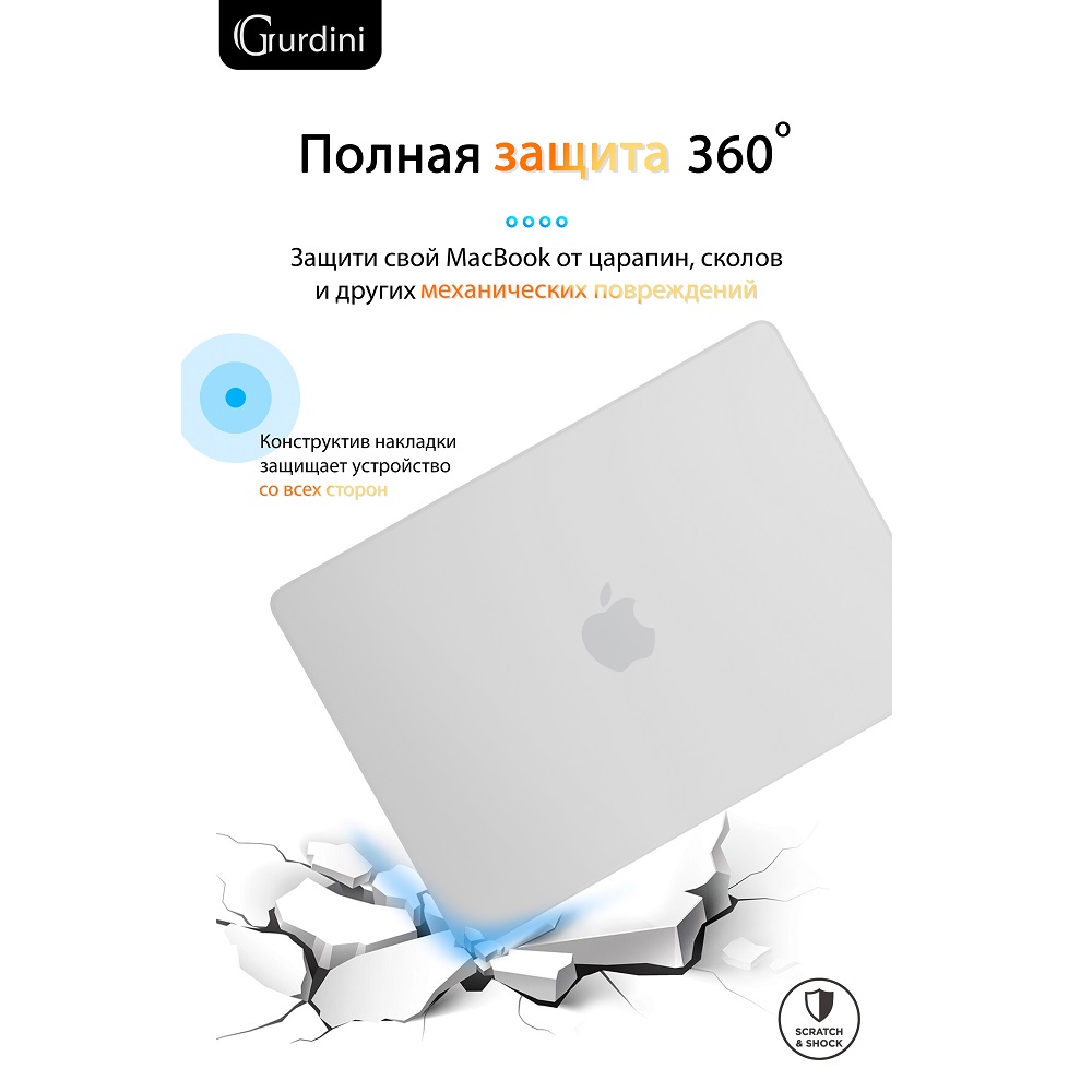 Чехол-накладка Gurdini HardShell Case Matte White для Apple MacBook Air 13.6 2022