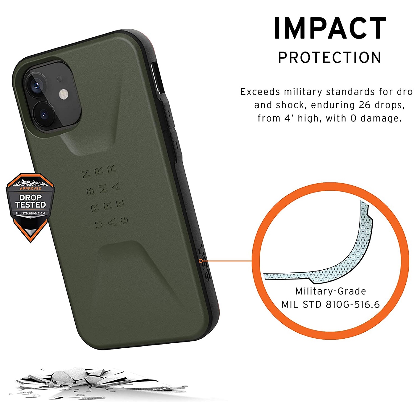 Противоударный защитный чехол UAG Civilian Olive для iPhone 12 mini
