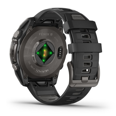 Умные часы Garmin fenix 8 – 47 mm AMOLED Sapphire carbon gray DLC titanium with black/pebble gray silicone (010-02904-21)