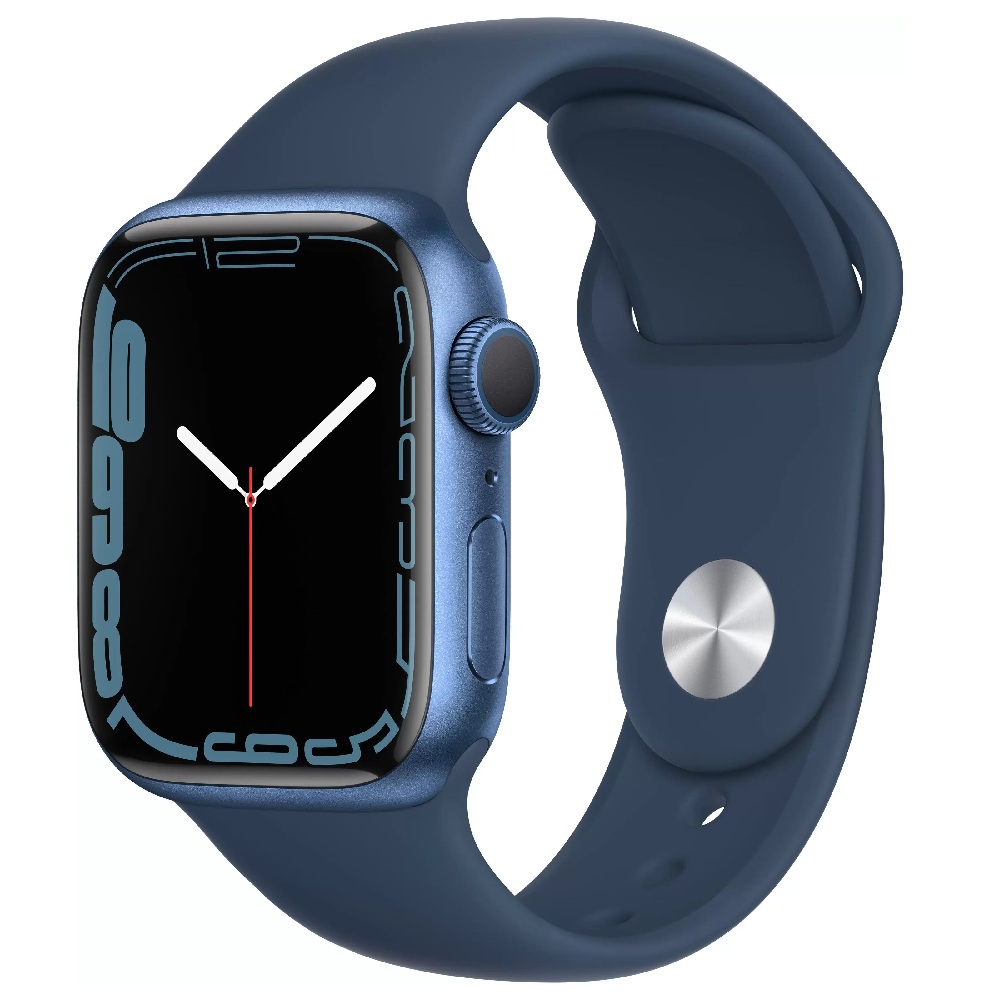 Часы Apple Watch Series 7 GPS 41mm Aluminum Case with Sport Band (MKN13) (Blue Aluminium Case with Abyss Blue Sport Band)