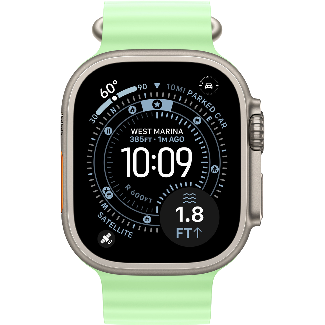 Умные часы Apple Watch Ultra 3 GPS + Cellular, 49mm Natural Titanium Case with Neon Green Ocean Band