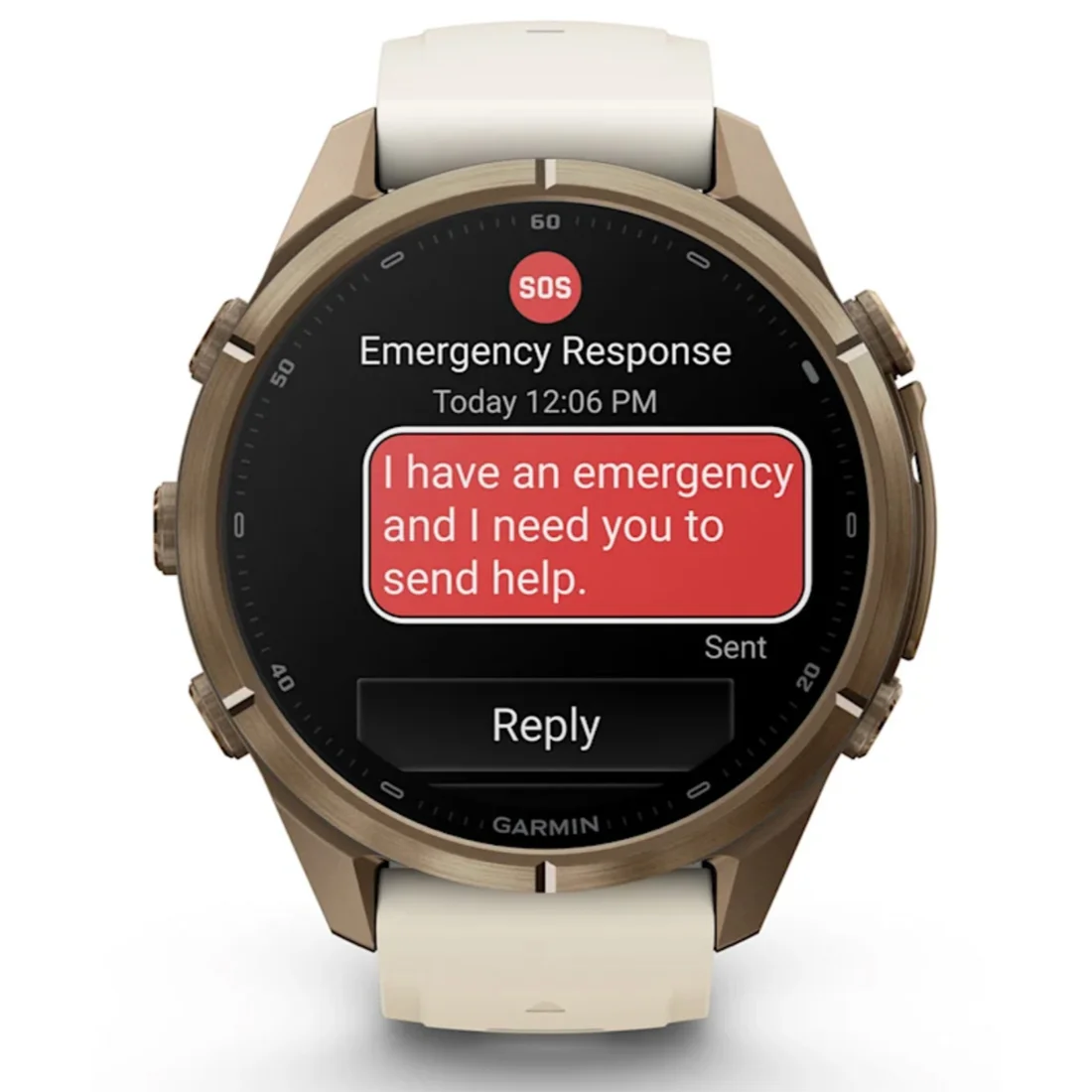 Умные часы Garmin fenix 9 Pro - 43 mm inReach Autumn Gold Titanium with Cream/French Grey Silicone Band (010-04335-21)