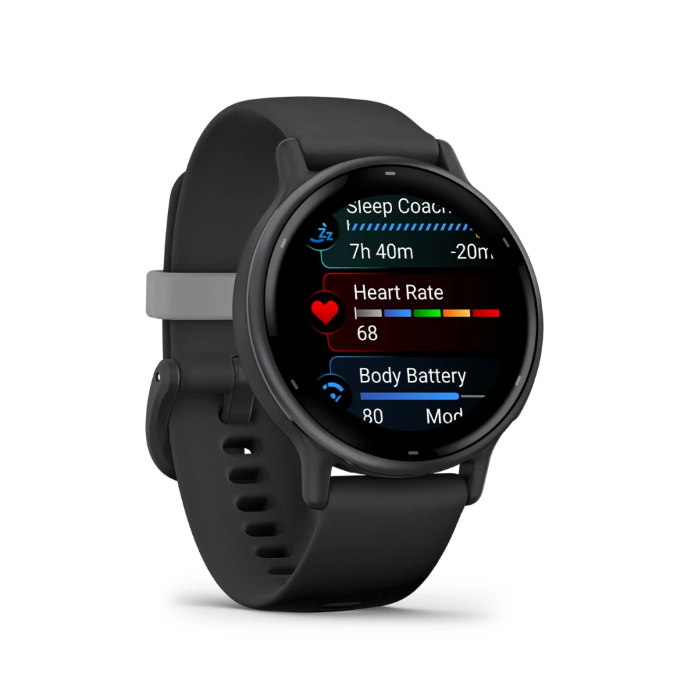 Умные часы Garmin vivoactive 5 Slate aluminium bezel with black case and silicone band (010-02862-10)