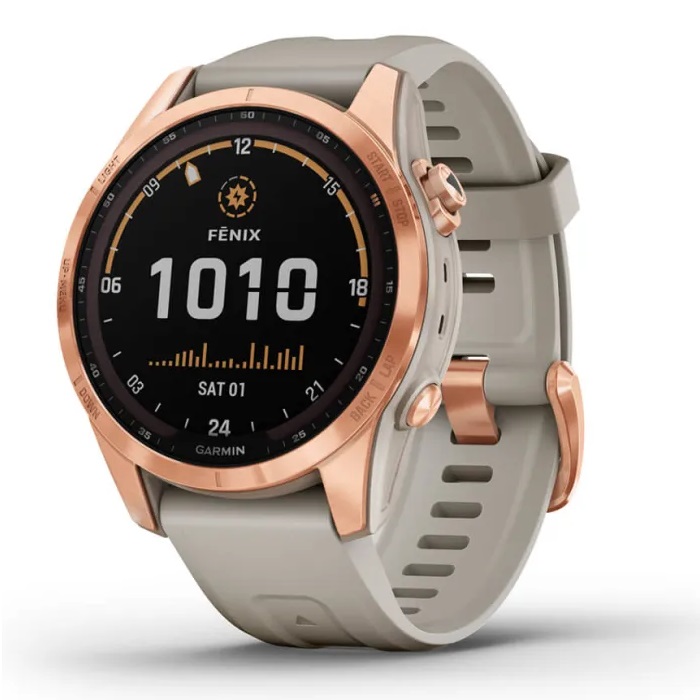 Умные часы Garmin fenix 7S – Solar Edition Rose Gold with Light Sand Band (010-02539-11)
