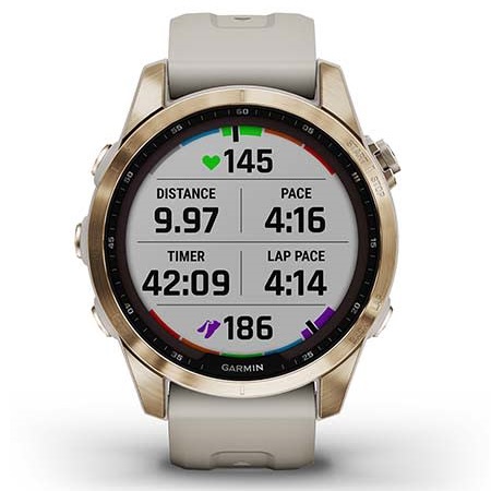Умные часы Garmin fenix 7S – Sapphire Solar Edition Cream Gold Titanium with Light Sand Band (010-02539-21)