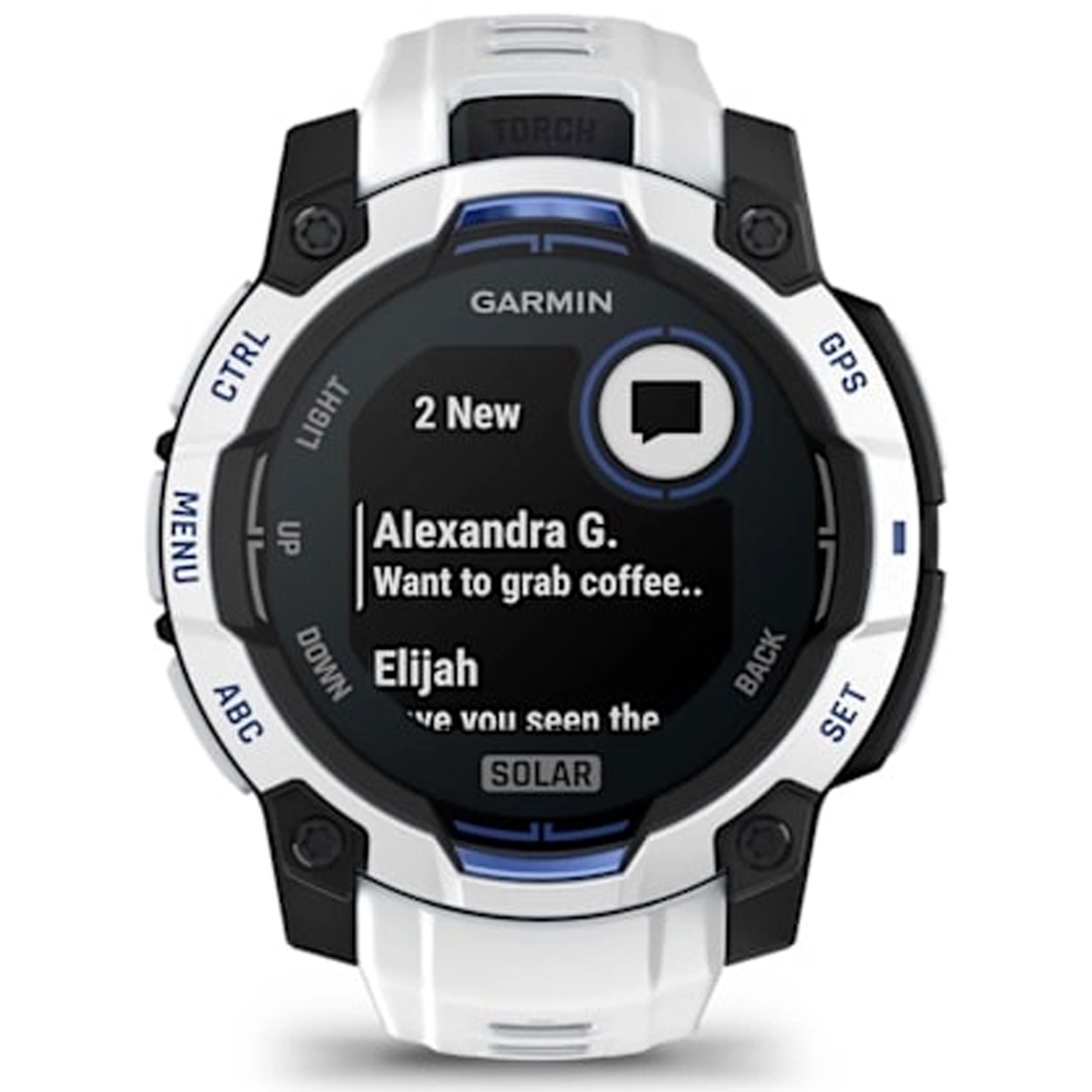 Умные часы Garmin Instinct 3 – 45 mm, Solar Whitestone with Whitestone/Bolt Blue Band (010-02934-03)