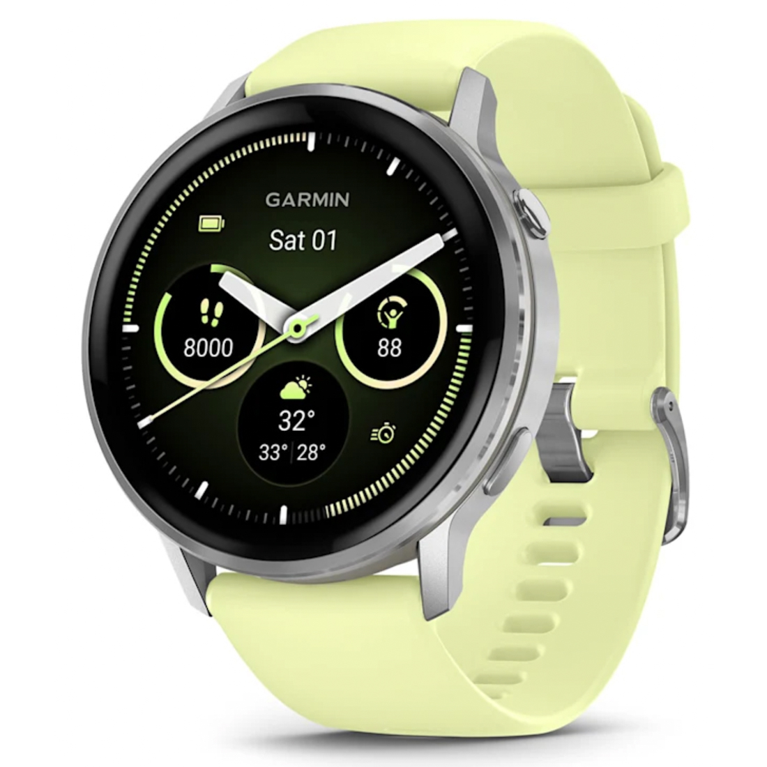 Умные часы Garmin Venu 4 - 45 mm Silver with Citron Silicone band (010-03014-02)