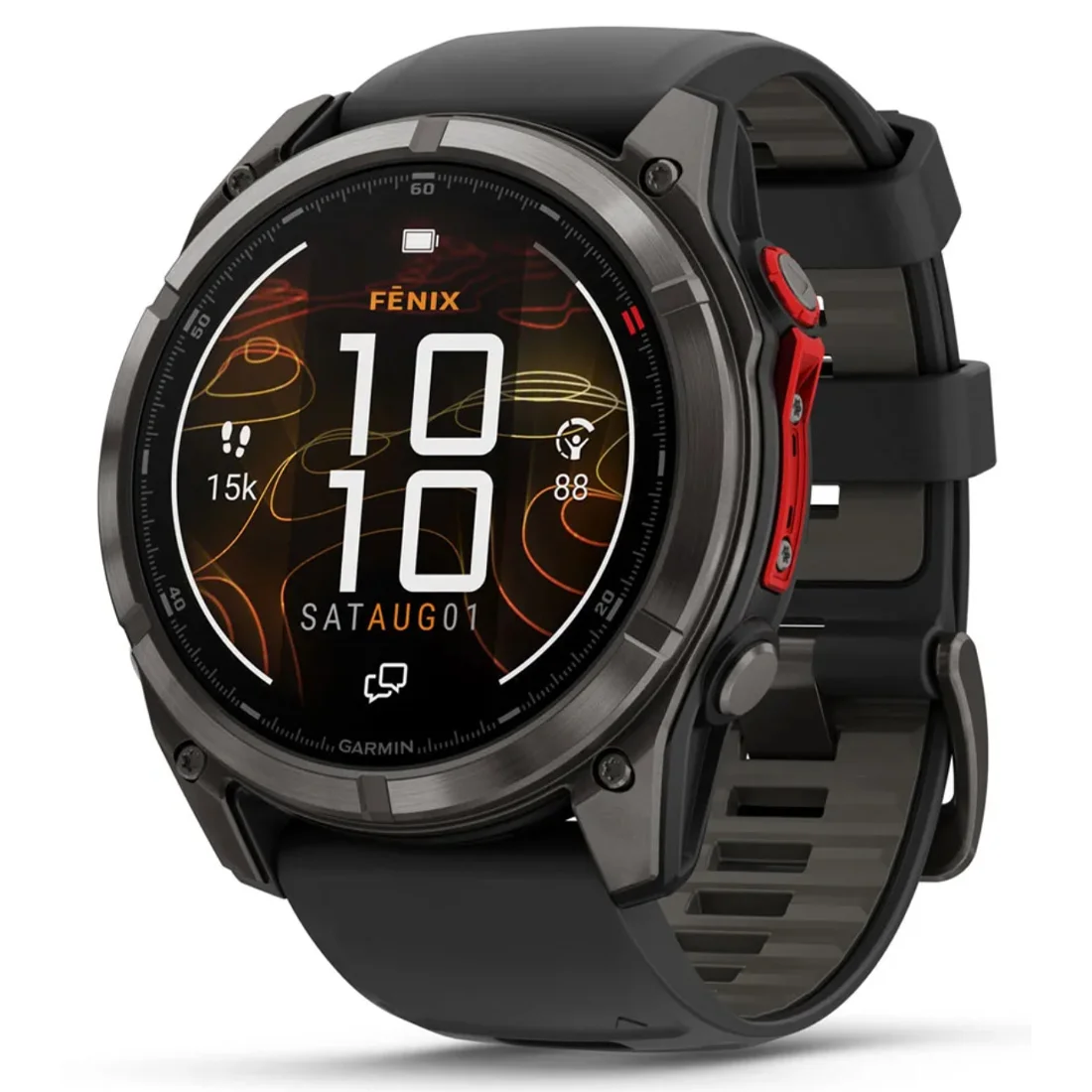 Умные часы Garmin fenix 8 – 51 mm MicroLED Sapphire Titanium Carbon Gray DLC with Black/pebble gray silicone strap (010-03380-05)