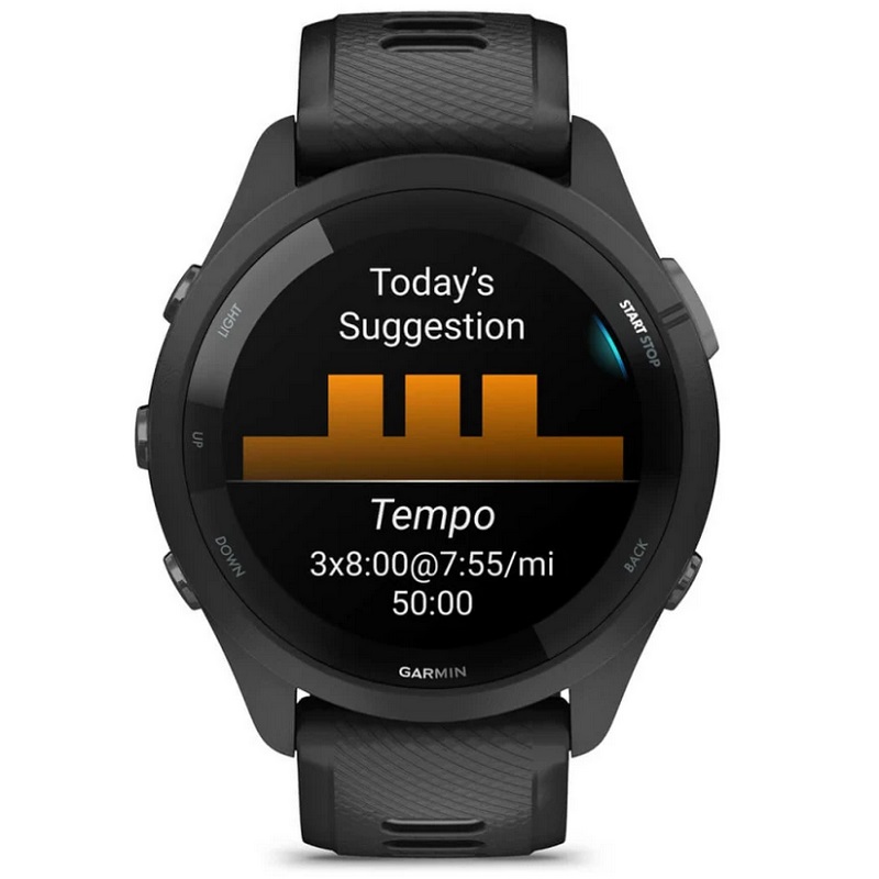 Умные часы Garmin Forerunner 265 Black Bezel and Case with Black/Powder Gray Silicone Band (010-02810-10)