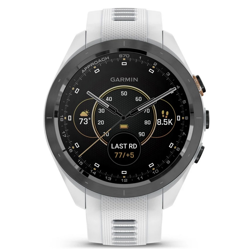 Умные часы Garmin Approach S70 – 42 mm Black Ceramic Bezel with White Silicone Band (010-02746-10)