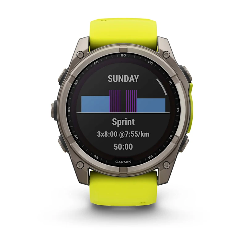 Умные часы Garmin fenix 8 – 51 mm Solar Sapphire titanium with an amp yellow/graphite silicone band (010-02907-21)