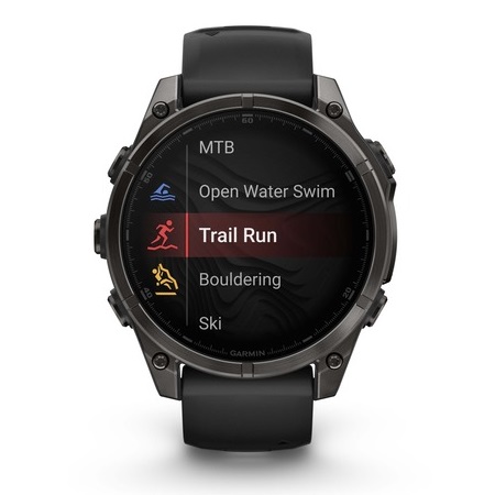 Умные часы Garmin fenix 8 – 47 mm AMOLED Sapphire carbon gray DLC titanium with black/pebble gray silicone (010-02904-21)