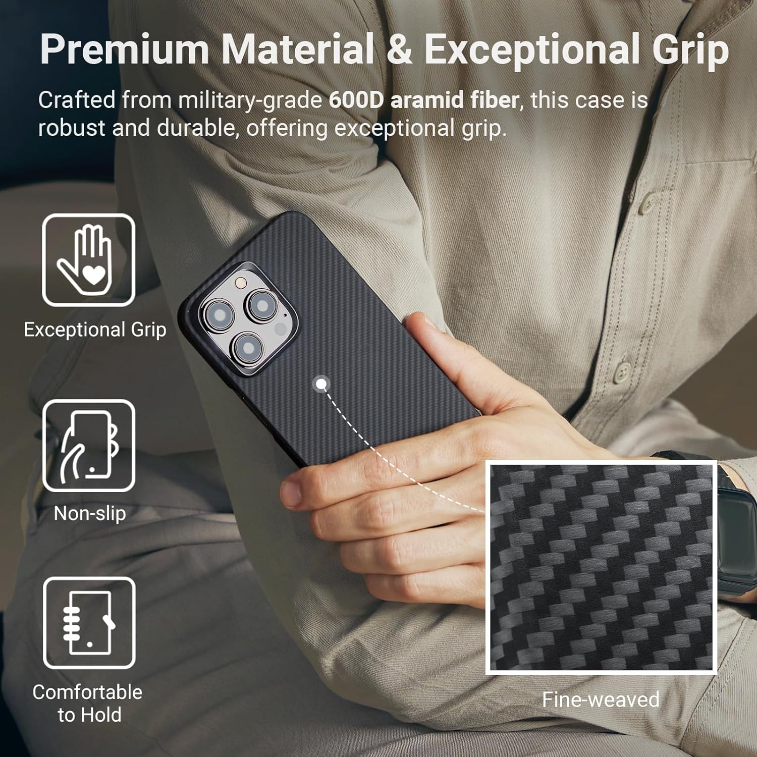 Чехол Pitaka MagEZ Case 4 для iPhone 15 Pro (6.1) Black/Grey Twill