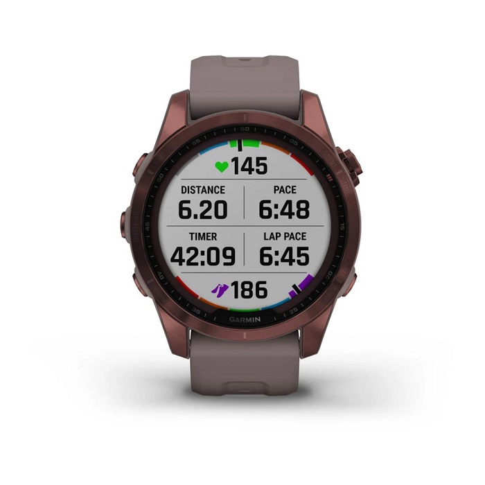 Умные часы Garmin fenix 7S – Sapphire Solar Edition Dark Bronze Titanium with Shale Grey Band (010-02539-29)