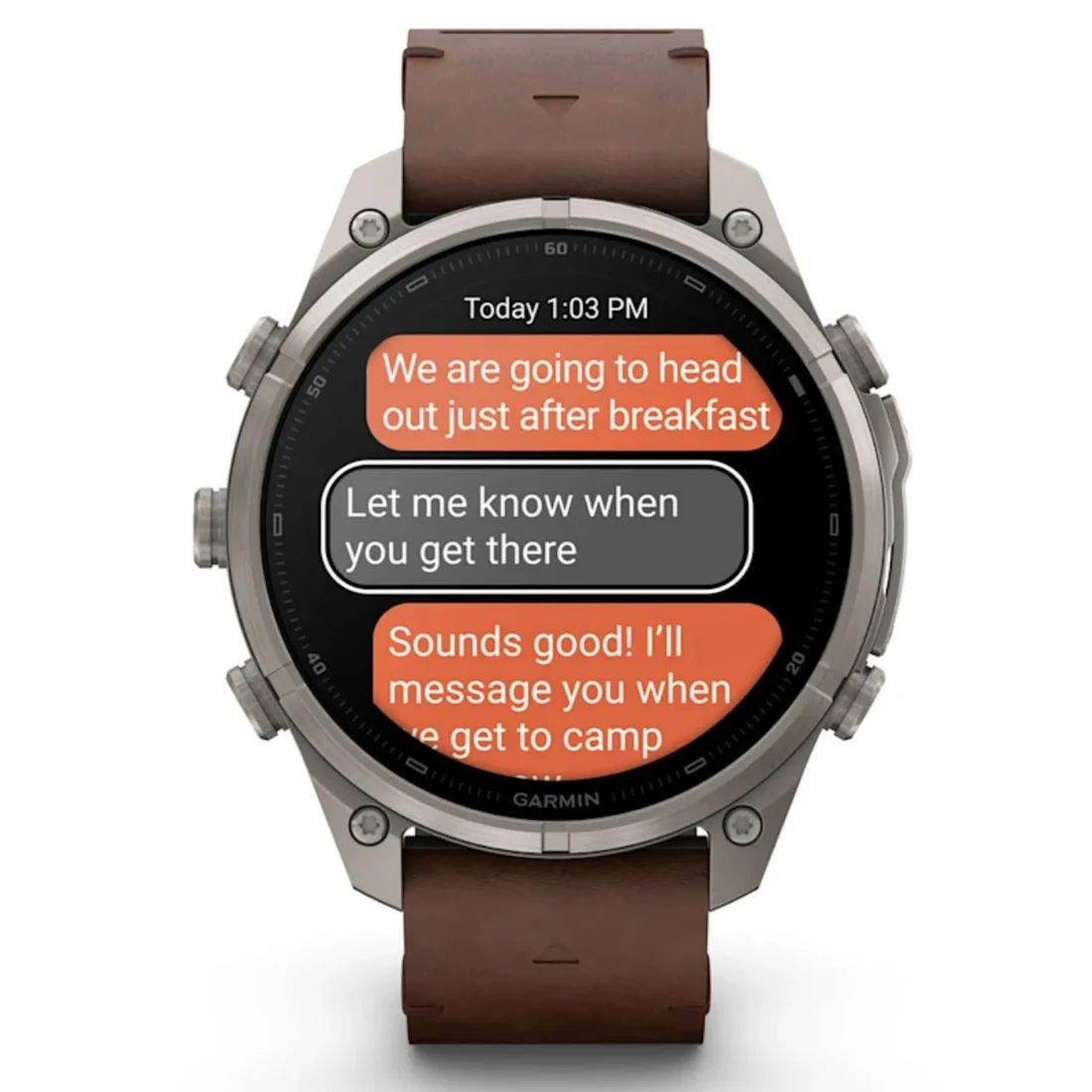 Умные часы Garmin fenix 9 Pro - 47 mm inReach Titanium with Walnut Leather Band (010-04336-41)