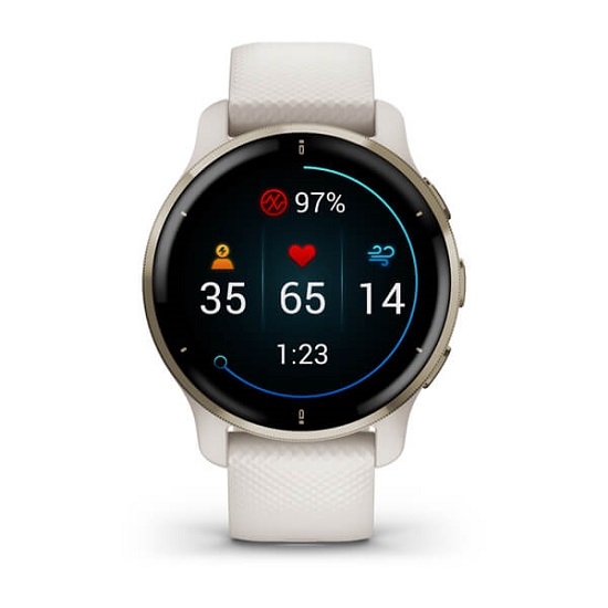 Умные часы Garmin Venu 2 Plus Cream Gold Stainless Steel Bezel with Ivory Case and Silicone Band (010-02496-12)