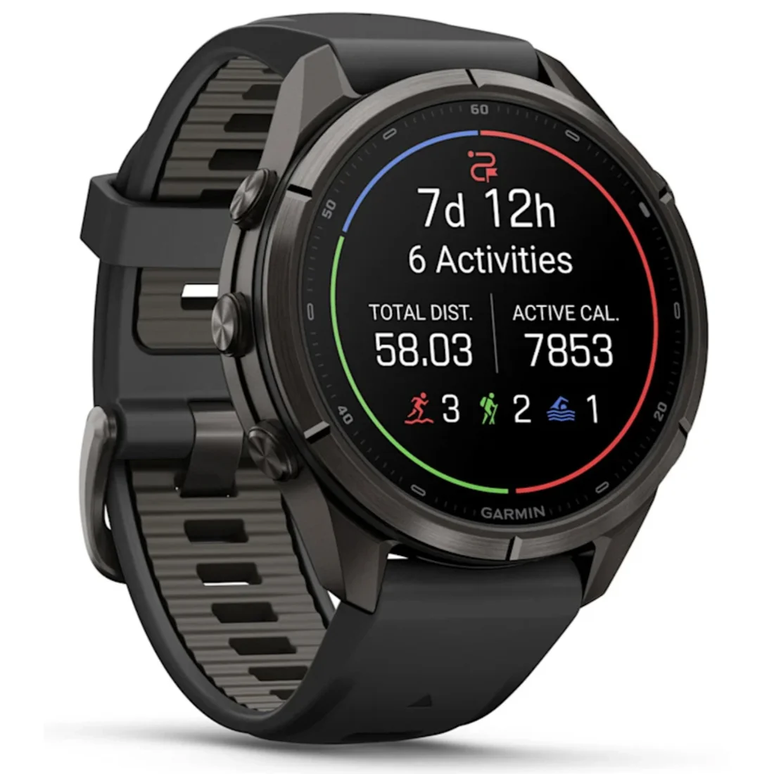 Умные часы Garmin fenix 9 Pro - 43 mm inReach Carbon Gray DLC Titanium with Black/Pebble Grey Silicone Band (010-04335-11)