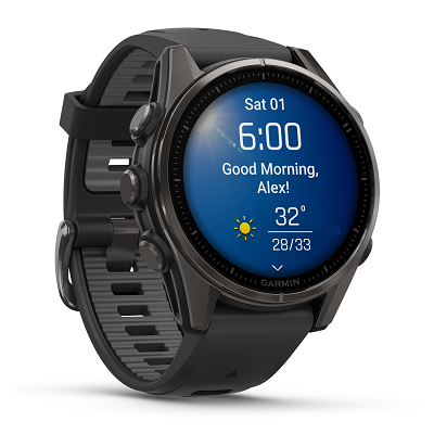 Умные часы Garmin fenix 8 – 43 mm AMOLED Sapphire carbon gray DLC titanium with black/pebble gray silicone (010-02903-21)