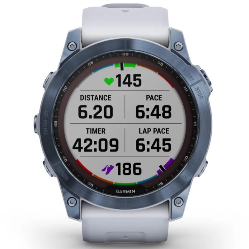 Умные часы Garmin fenix 7X – Sapphire Solar Edition Mineral Blue DLC Titanium with Whitestone Band (010-02541-15)