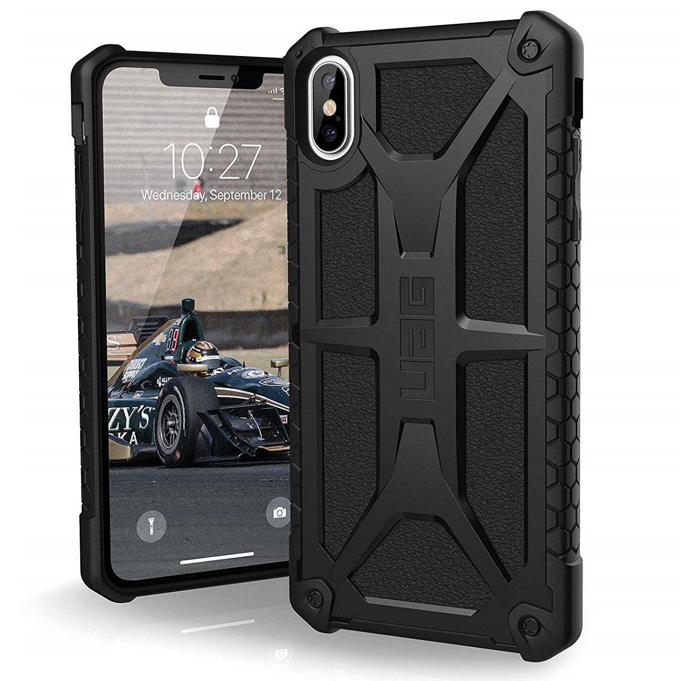 Противоударный защитный чехол UAG Monarch Black Leather для iPhone Xs Max