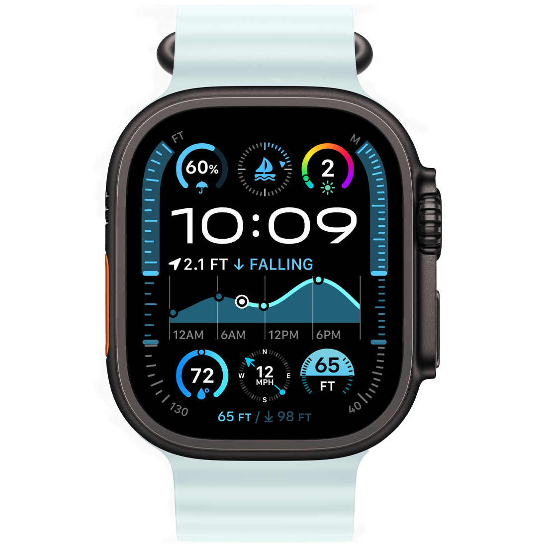 Умные часы Apple Watch Ultra 2 GPS + Cellular, 49mm Black Titanium Case with Ice Blue Ocean Band