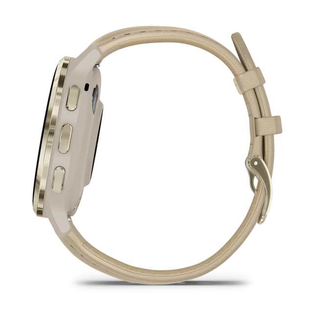Умные часы Garmin Venu 3S Soft gold stainless steel bezel with French grey case and leather band (010-02785-55)