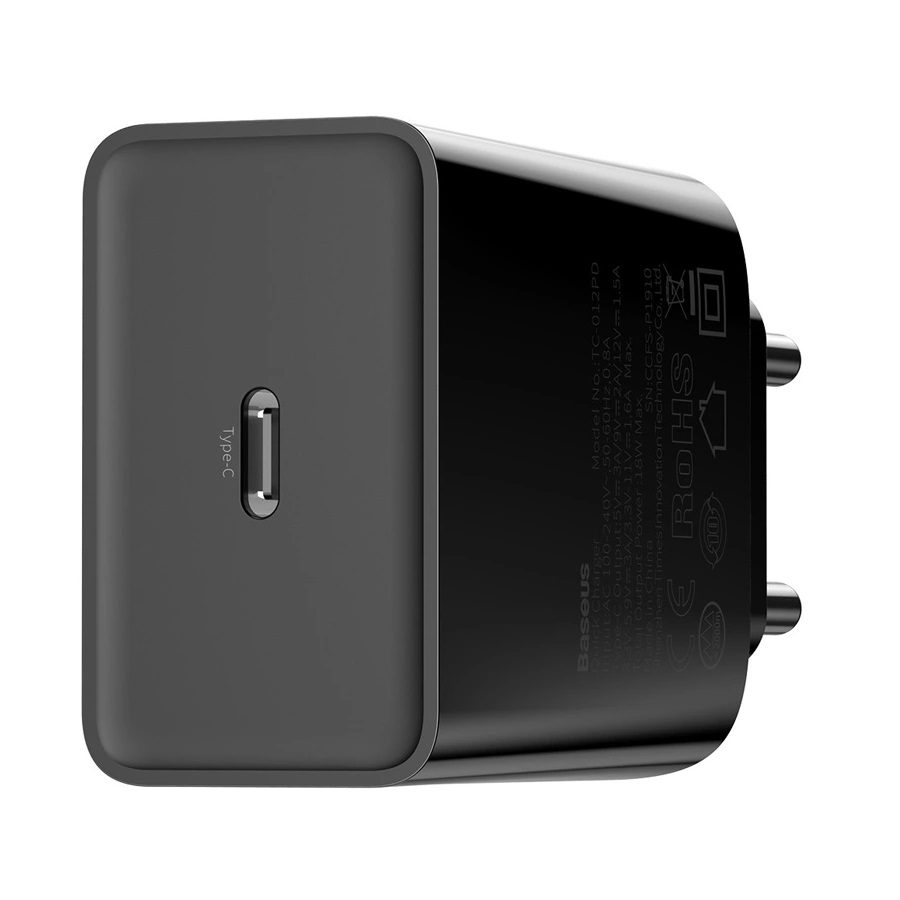 Сетевое зарядное устройство Baseus Speed mini PS PD 18W + Cable PD to Lighting Black