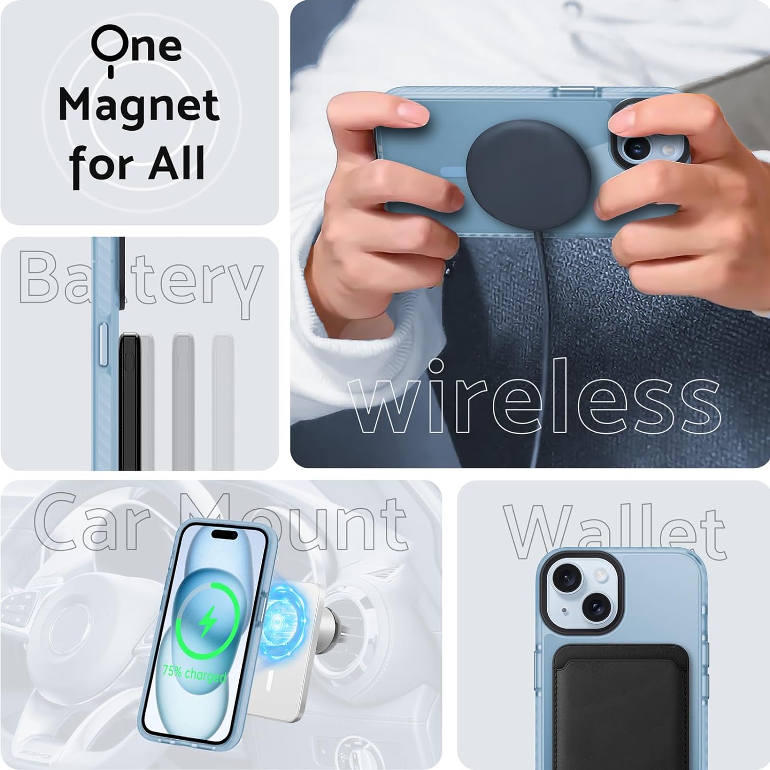 Чехол Gurdini Nano Series with Magsafe Blue для iPhone 15 Plus