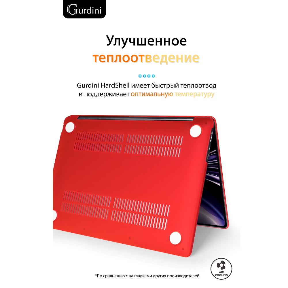Чехол-накладка Gurdini HardShell Case Matte Red для Apple MacBook Air 13.6 2022
