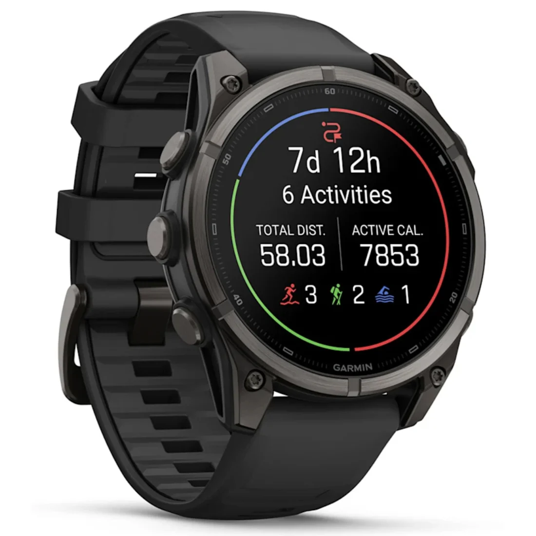 Умные часы Garmin fenix 9 - 47 mm Carbon Gray DLC Titanium with Black/Pebble Grey Silicone Band (010-04762-11)