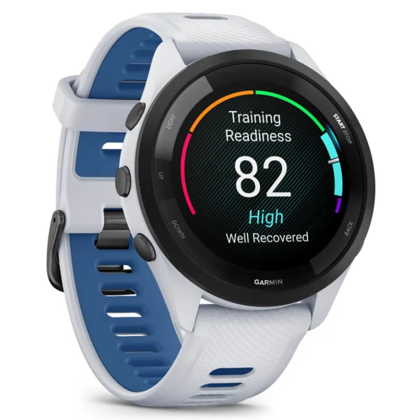 Умные часы Garmin Forerunner 265 Black Bezel with Whitestone Case and Whitestone/Tidal Blue Silicone Band (010-02810-11)