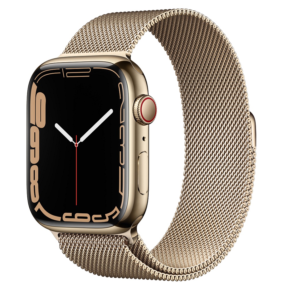 Часы Apple Watch Series 7 GPS + Cellular 45mm (MKJY3) (Gold Stainless Steel Case with Gold Milanese Loop)