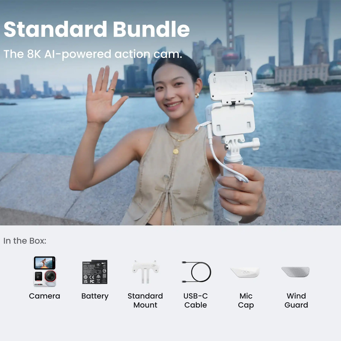 Экшн-камера Insta360 Ace Pro 2 Single Battery Standard Bundle Arctic White